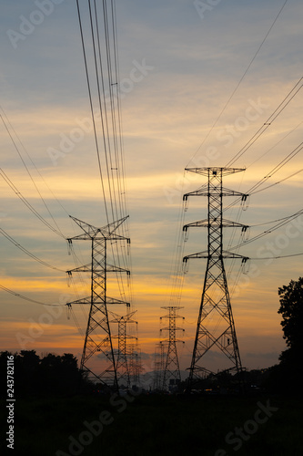 High power tower with sunset view © coolss76