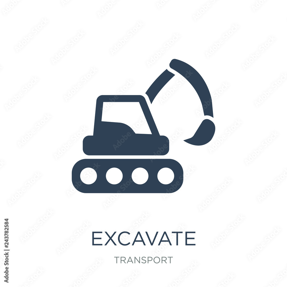 excavate icon vector on white background, excavate trendy filled icons from Transport collection, excavate vector illustration excavate icon vector on white background, excavate trendy filled icons from Transport collection, excavate vector illustration