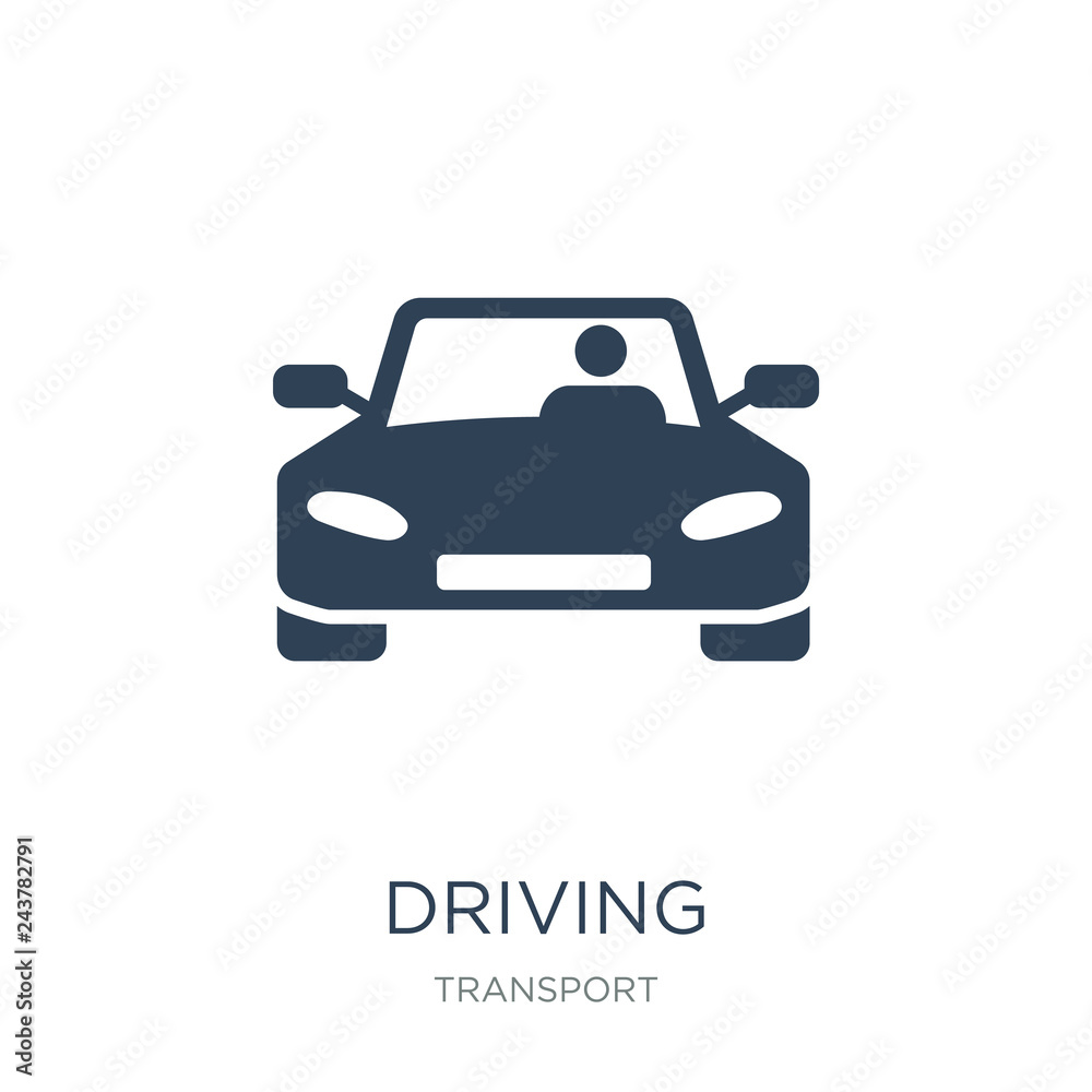 driving icon vector on white background, driving trendy filled icons from Transport collection, driving vector illustration