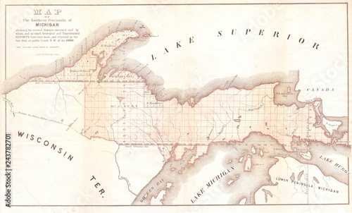 1849, Land Survey Map of Michigan Upper Peninsula