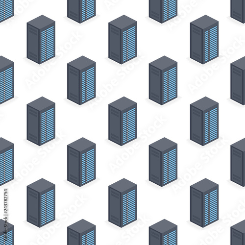 Servers pattern repeat seamless on white background. Vector illustration.