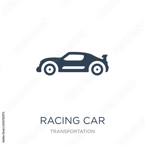 racing car icon vector on white background, racing car trendy filled icons from Transportation collection, racing car vector illustration