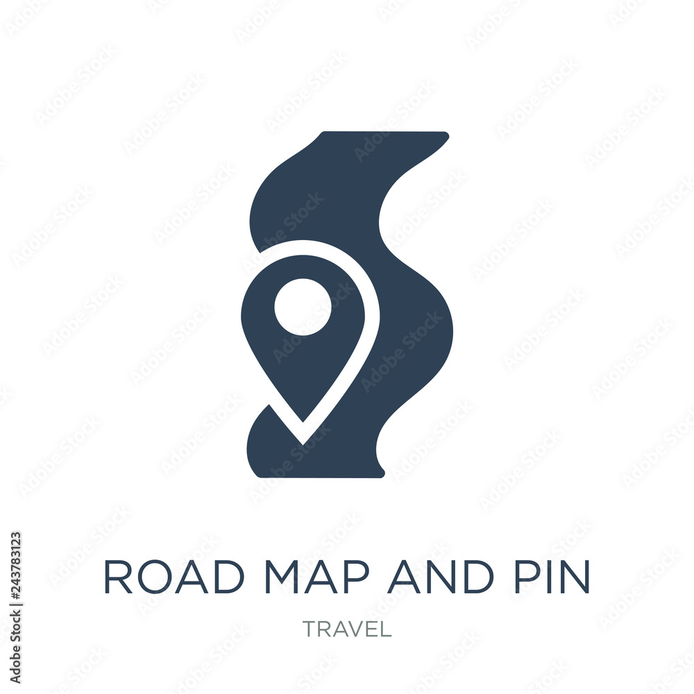 road map and pin icon vector on white background, road map and pin trendy filled icons from Travel collection, road map and pin vector illustration road map and pin icon vector on white background, road map and pin trendy filled icons from Travel collection, road map and pin vector illustration