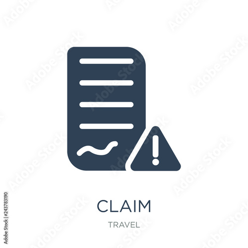 claim icon vector on white background, claim trendy filled icons from Travel collection, claim vector illustration