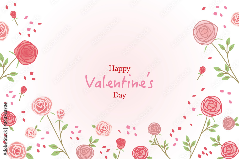 Rose flower frame illustration for Valentine's day