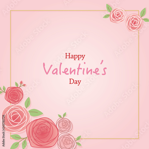 Rose flower frame illustration for Valentine's day