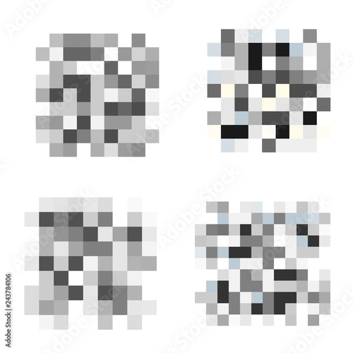 Set of Pixel censored signs. Black censor bar