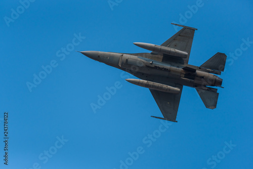 Army Show performant of air craft in air show with blue sky background