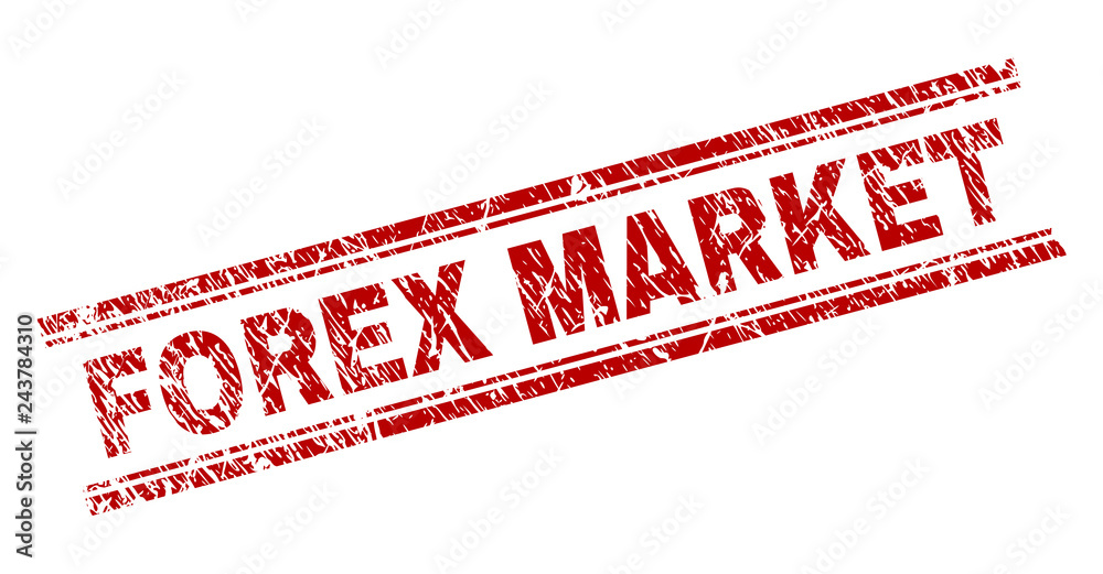 FOREX MARKET seal imprint with distress texture. Red vector rubber print of FOREX MARKET tag with dirty texture. Text tag is placed between double parallel lines. FOREX MARKET seal imprint with distress texture. Red vector rubber print of FOREX MARKET tag with dirty texture. Text tag is placed between double parallel lines.