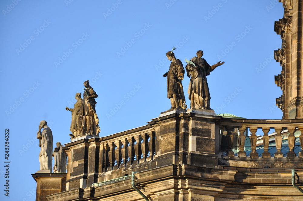 Statues on the Cathedral of the Holy Trinity (Katholische Hofkirche) in Dresden, Germany - 2011