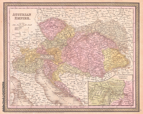 1853  Mitchell Map of Austria
