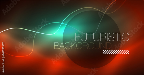 Neon lines wave background. Abstract composition