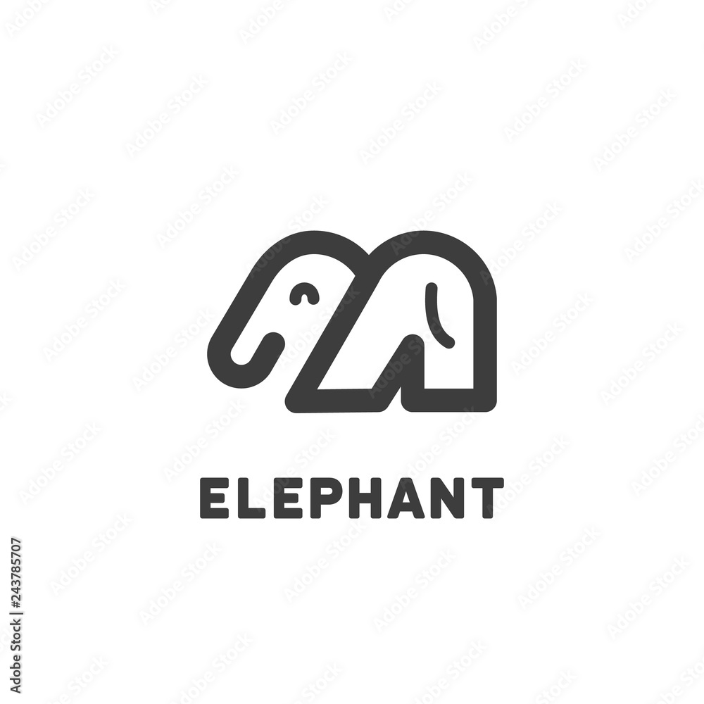Elephant bold thick monoline logo simple mark symbol from back of elephant