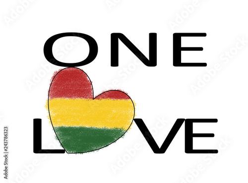 One Love Rasta Reggae Heart