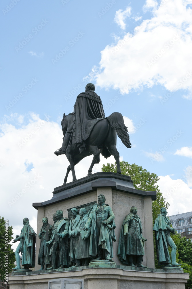 Fototapeta premium Cologne, Germany, may 2017,Monument in center of Cologne of Kaiser Friedrich Wilhelm near to river Rhine