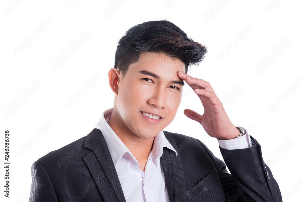 Portrait of smiling asian business man with suit isolated on white background Portrait of smiling asian business man with suit isolated on white background