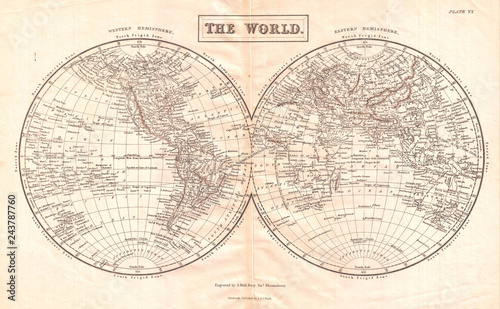 1860  Black Map of the World