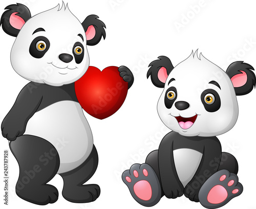 Fototapeta Naklejka Na Ścianę i Meble -  Cute panda couple in love