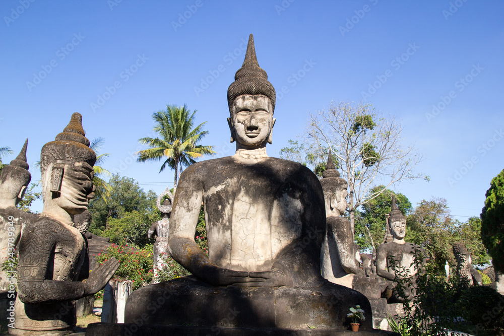 Obraz premium Buddha Park (Wat Xieng Khuan) is a famous sculpture park with more than 200 religious.
