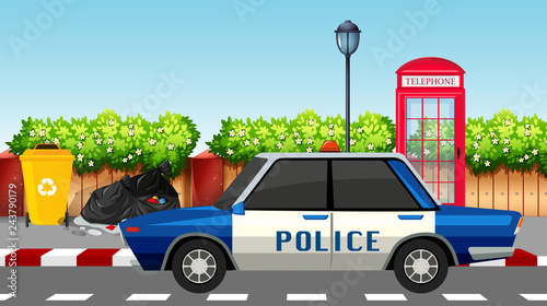 Police car on the road