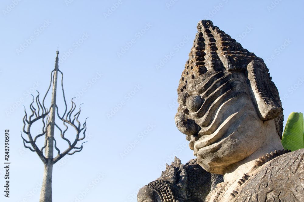 Buddha Park (Wat Xieng Khuan) is a famous sculpture park with more than 200 religious statues including a huge 40-metre high. Buddha Park (Wat Xieng Khuan) is a famous sculpture park with more than 200 religious statues including a huge 40-metre high.