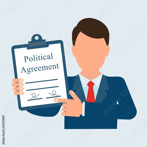 Political agreement. Senator, politician. Vector image, uniform background.