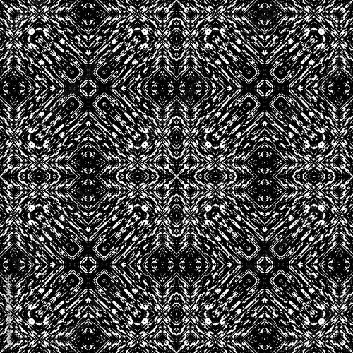 Black and White Seamless Ethnic Boho Ikat Pattern
