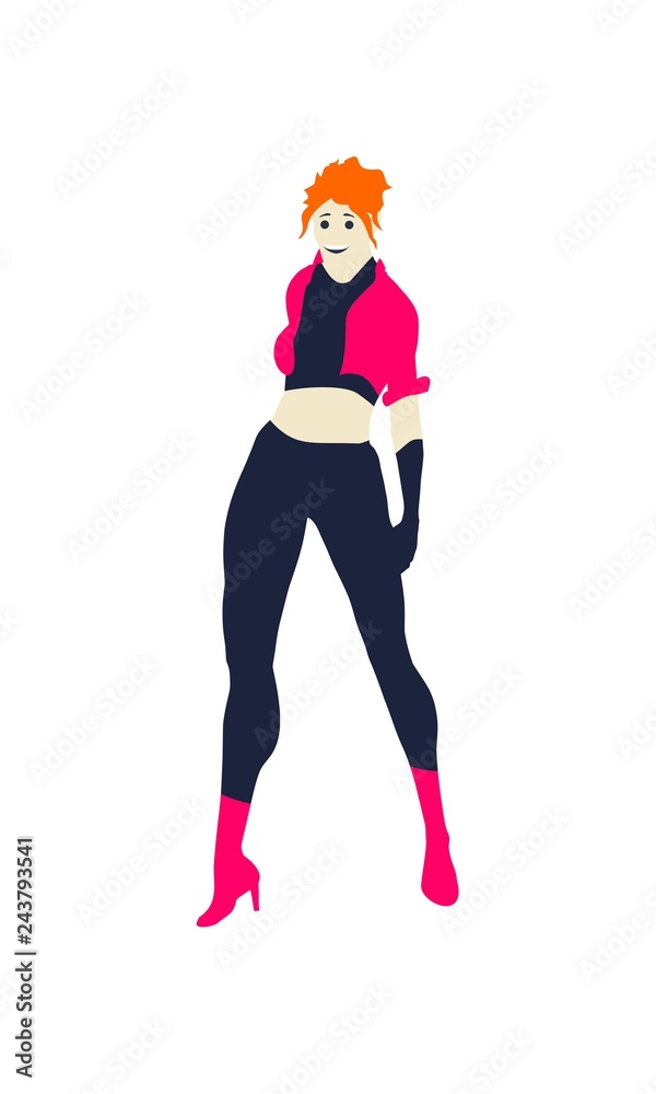 Sexy woman silhouette in casual cloth. Abstract fashion flat style illustration.
