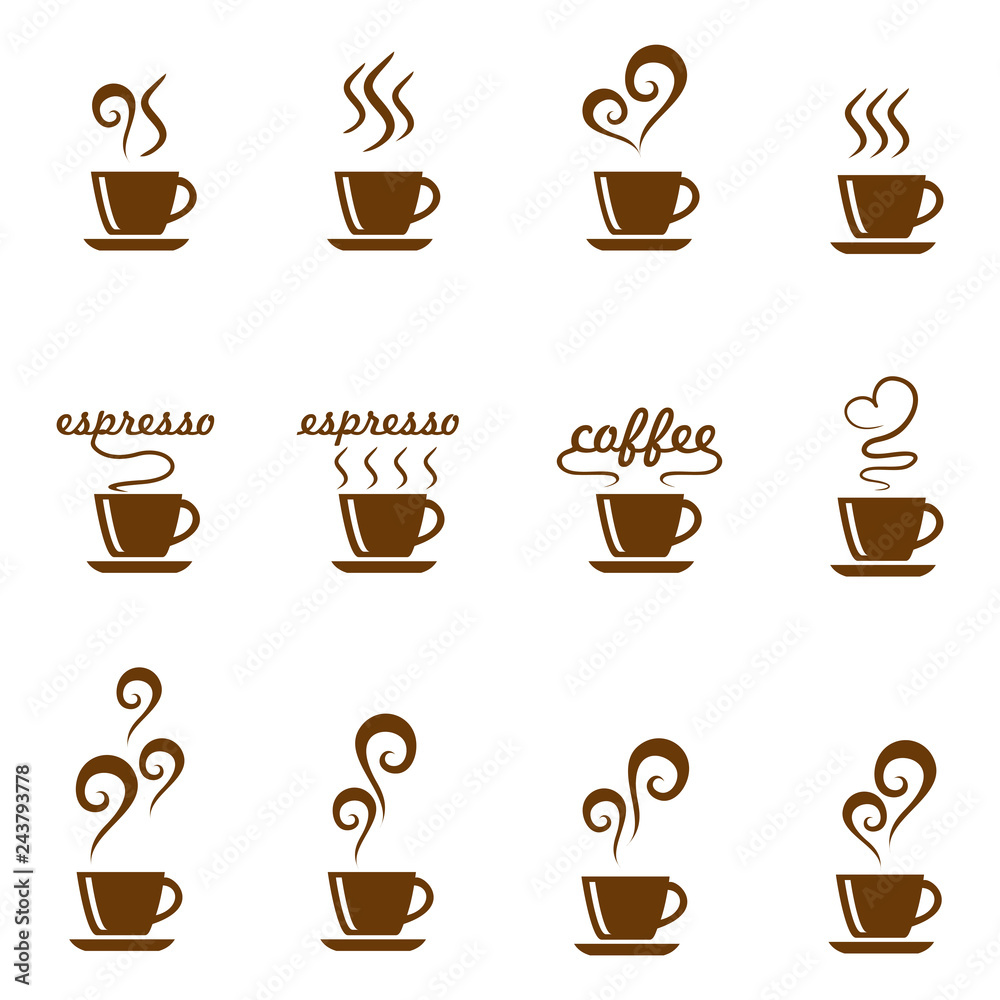 Obraz premium Set Coffee Cafe Hot Vector Design Vector