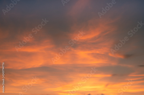 Background sky sunset,love travel to the beach orange tone,Bright in Phuket Thailand.