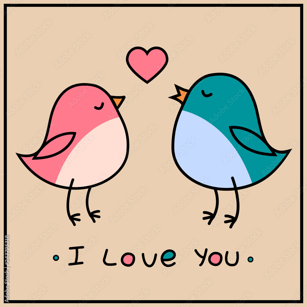 love birds birds valentines day greeting card vector illustration