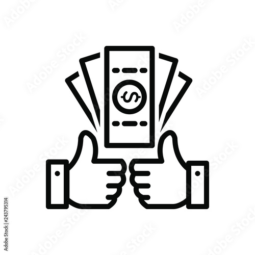 Black line icon for benefits 
