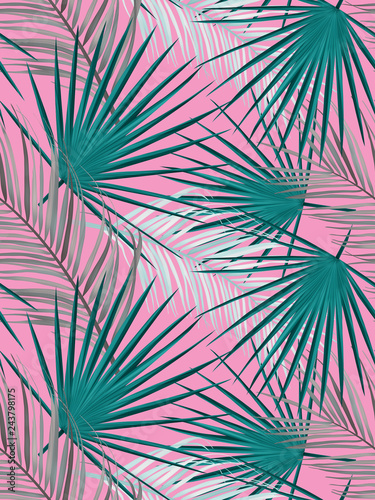 Seamless tropical palm leaves pattern