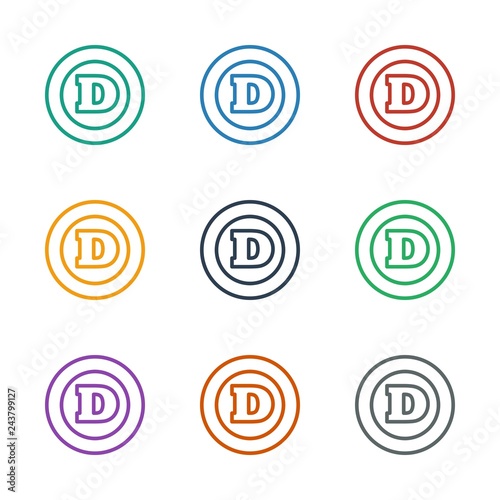 d letter icon white background