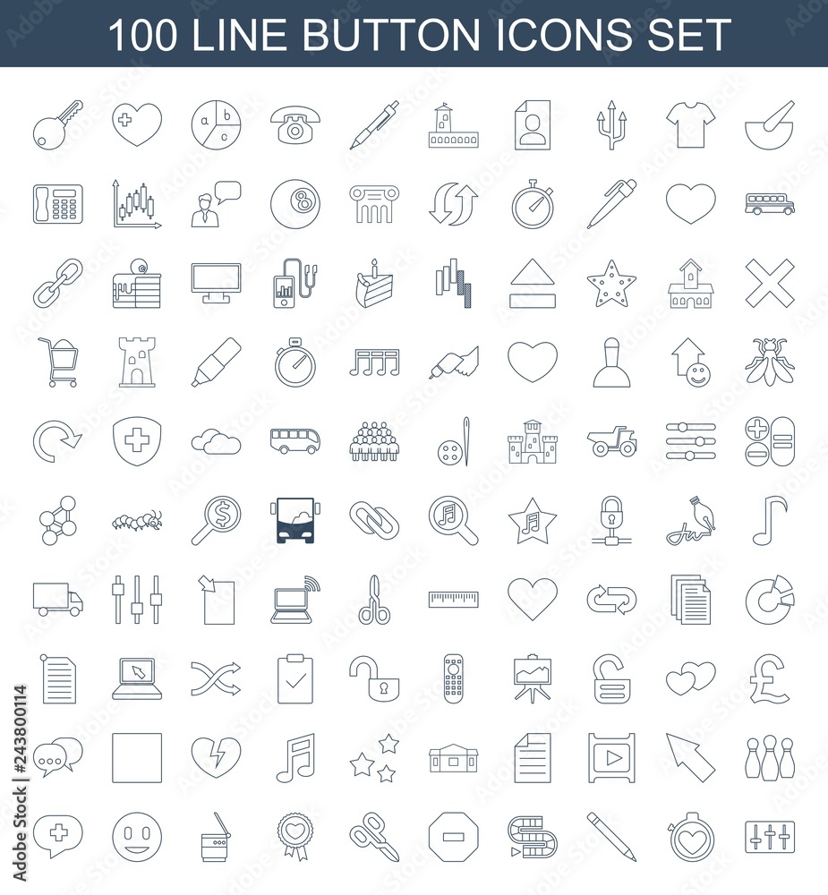 100 button icons