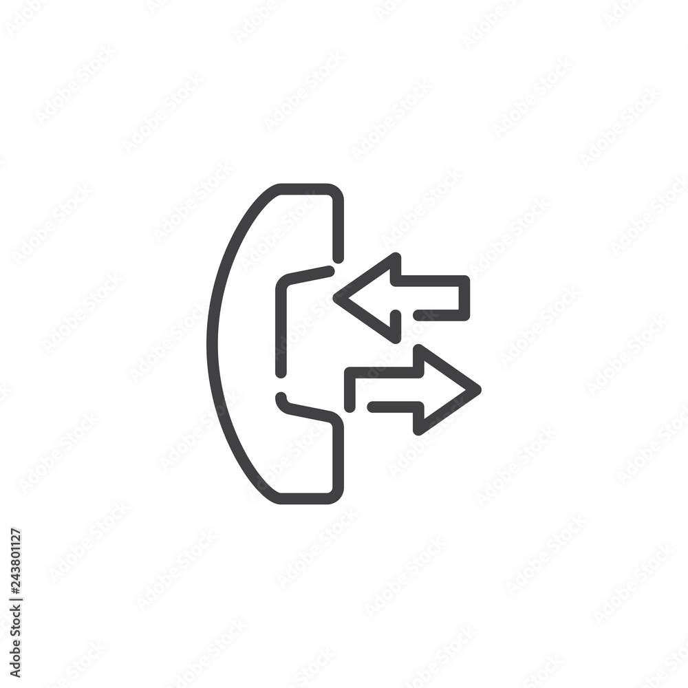Phone call line icon. linear style sign for mobile concept and web design. Telephone handset with arrows outline vector icon. Symbol, logo illustration. Pixel perfect vector graphics Phone call line icon. linear style sign for mobile concept and web design. Telephone handset with arrows outline vector icon. Symbol, logo illustration. Pixel perfect vector graphics