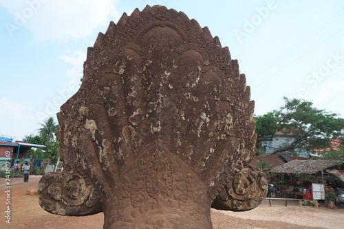 Siem Reap, Cambodia-January 12, 2019: Spean Praptos or Kampong Kdei Bridge in Cambodia used to be the longest corbeled stone-arch bridge in the world
 photo