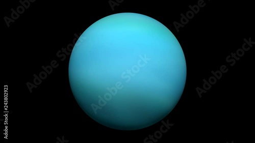 The Planet Uranus Rotating Isolated Over Black - 3D Animation. Texture Map Image Element Furnished by NASA.
