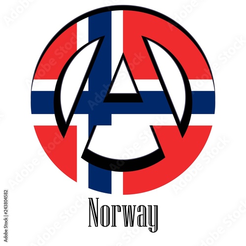 Flag of Norway of the world in the form of a sign of anarchy