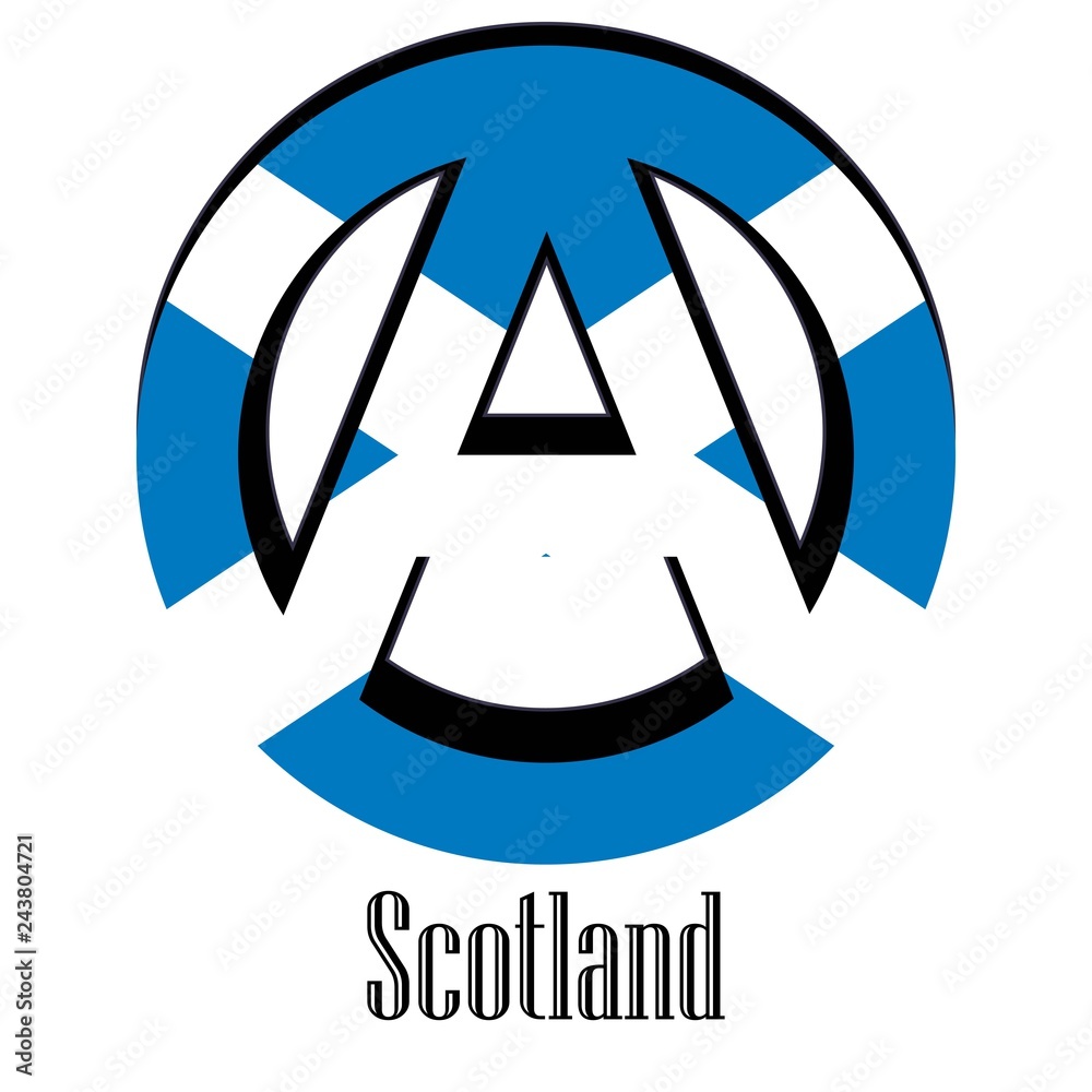 Flag of Scotland of the world in the form of a sign of anarchy