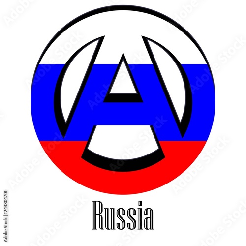 Flag of Russia of the world in the form of a sign of anarchy