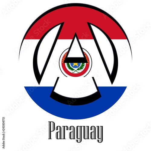 Flag of Paraguay of the world in the form of a sign of anarchy