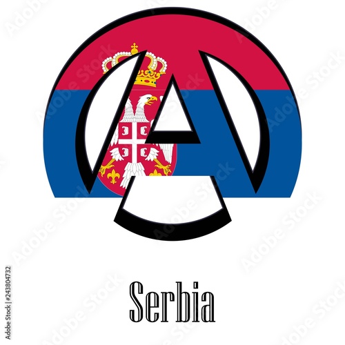 Flag of Serbia of the world in the form of a sign of anarchy