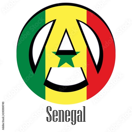 Flag of Senegal of the world in the form of a sign of anarchy