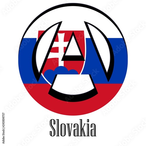 Flag of Slovakia of the world in the form of a sign of anarchy