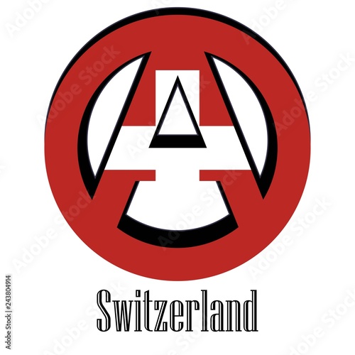 Flag of Switzerland of the world in the form of a sign of anarchy