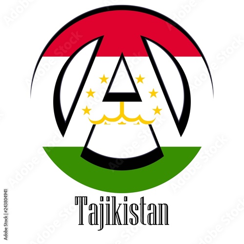 Flag of Tajikistan of the world in the form of a sign of anarchy