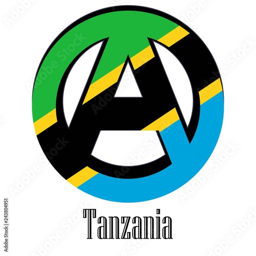 Flag of Tanzania of the world in the form of a sign of anarchy