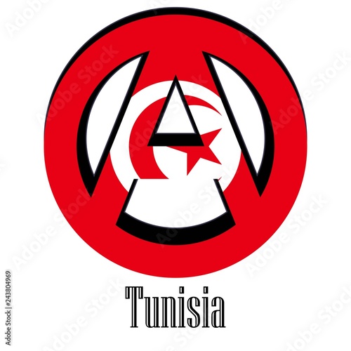 Flag of Tunisia of the world in the form of a sign of anarchy