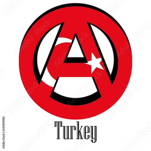Flag of Turkey of the world in the form of a sign of anarchy
